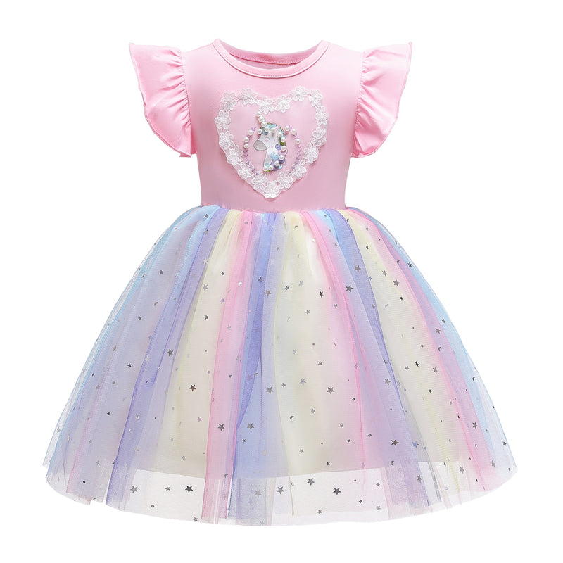2-10 Years Girl Kid's Elegant Christmas Party Dresses Sequins Tulle Pageant Princess Dress Children Ball Gowns Formal Costume
