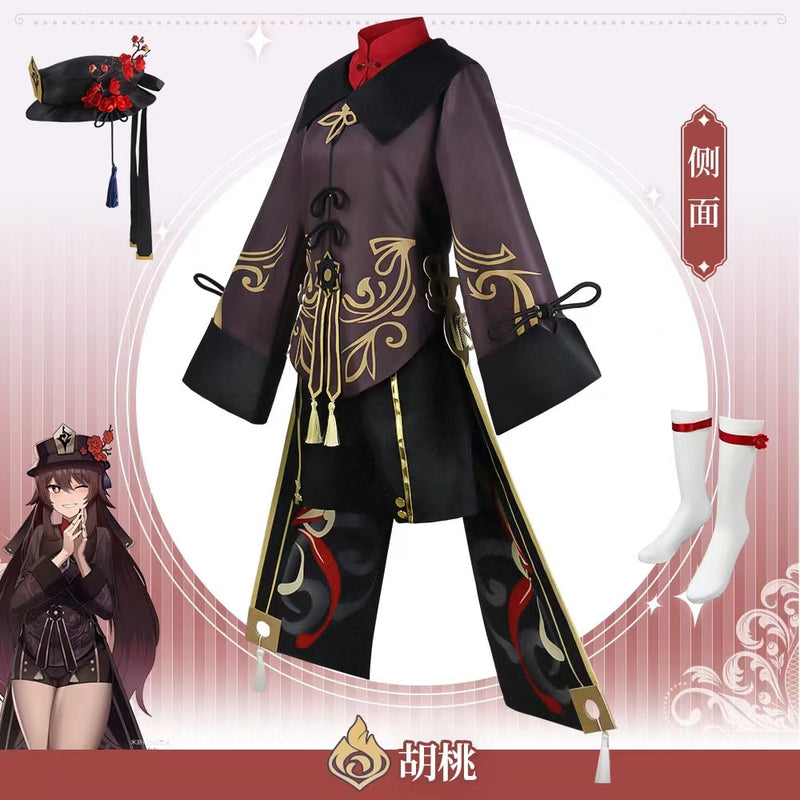 Genshin Impact Hutao Cosplay Costume Shoes Uniform Wig Chinese Style Halloween Costumes for Women Game Hu Tao