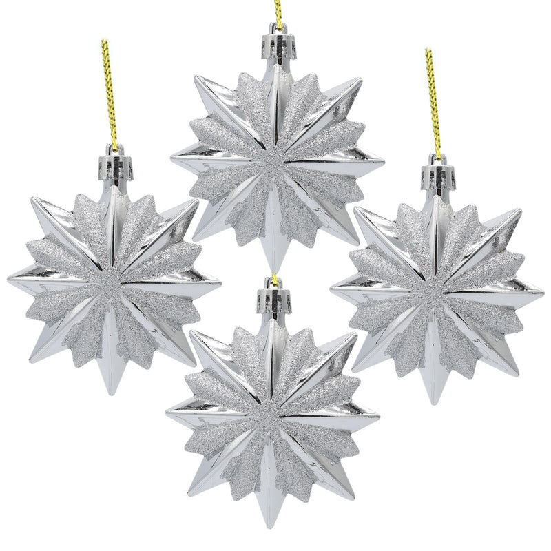 Star Christmas Hanging Ornaments Shatterproof Christmas Tree Glitter Pendants Baubles DIY Party Decor