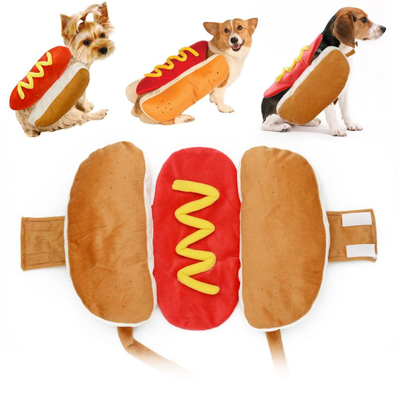 Halloween Costume Hot Dog Shaped Dachshund Sausage Adjustable Clothes Funny Warmer For Puppy Dog Cat pet Dress Up Supplies