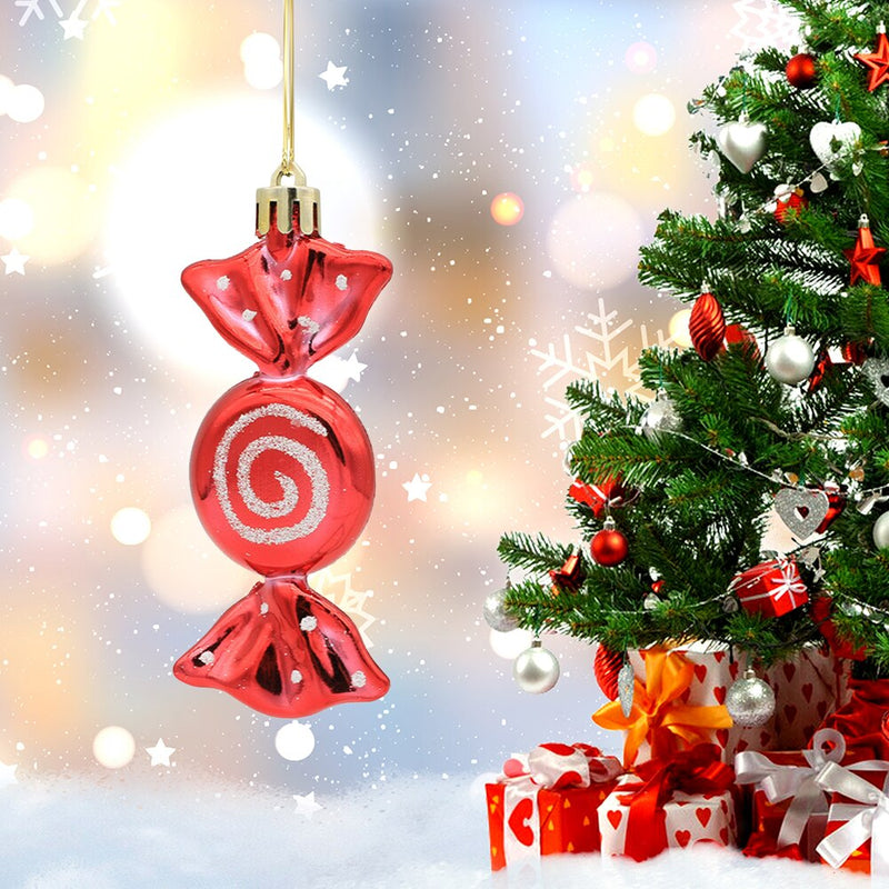 New Year Christmas Tree Decoration 6pcs Electroplating Painted Candy Lollipop Pendant Navidad Christmas Xmas Tree Decor