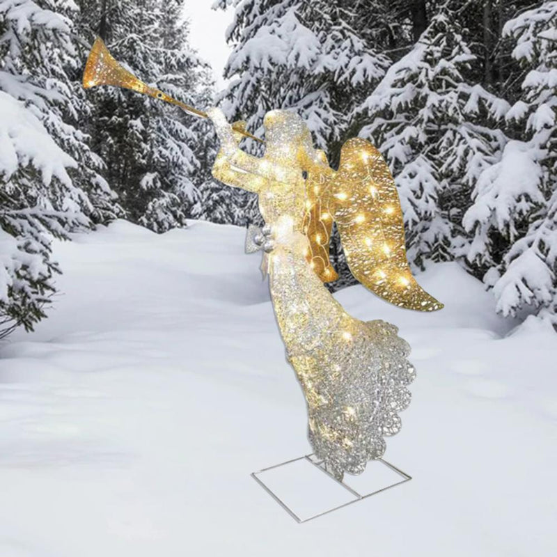 Angel Sculpture	Table Decor Battery Powered LED Acrylic Garden Trinkets Lighted Angel Statue Office Decor