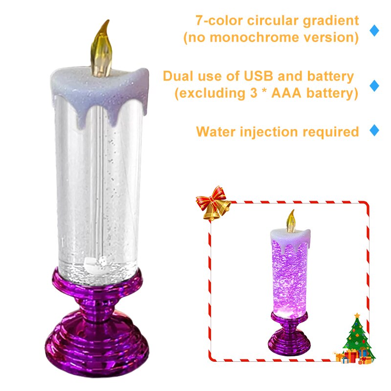 New Christmas LED Candle Light 7-color Gradient Crystal Electronic Candle Party Atmosphere Decorations For Home Decoration