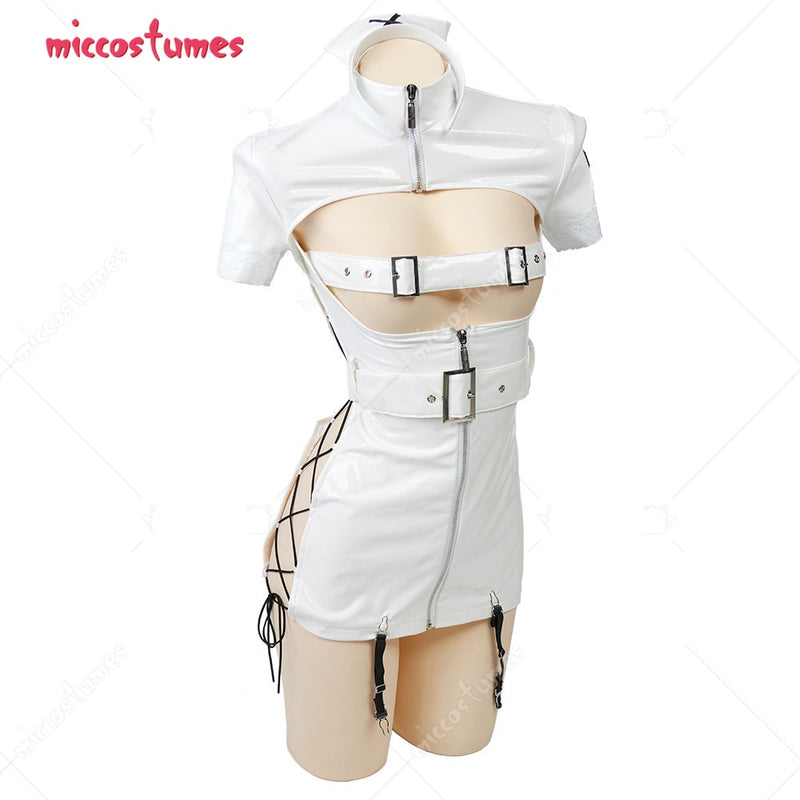 Women Sexy Nurse Lace-up Dress Lingerie Costume Outfit with Belt And Face face covering Cosplay Costume Outfit