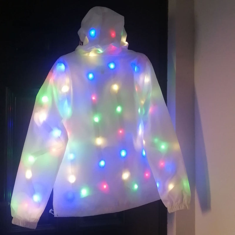 Dancing Costume LED Jacket Luminous Costume Led Cosplay Costume Clothes Halloween Costume Party Clothes Pocket with Zipper