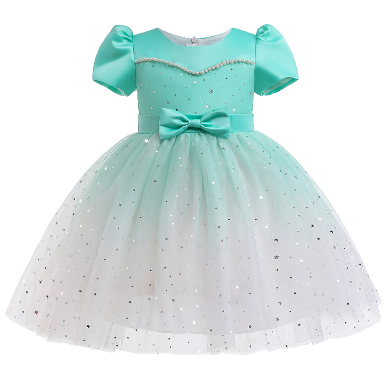 2-10 Years Girl Kid's Elegant Christmas Party Dresses Sequins Tulle Pageant Princess Dress Children Ball Gowns Formal Costume