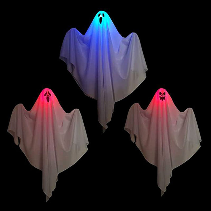 3pcs Halloween Ghost Hanging Decorations - Hanging Light Up White Flying Ghosts