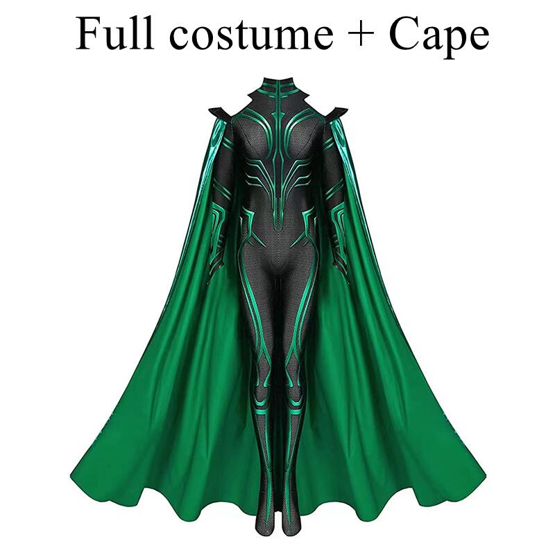 Hela Cosplay Costume Thor 3 Ragnarok Supervillain Bodysuit Cape Halloween