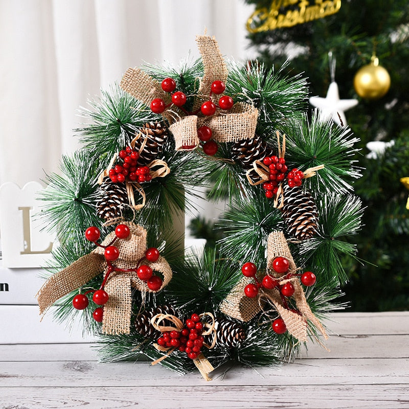 Christmas Wreath Merry Christmas Ornaments Door Hanging Garland Christmas Decoration for Home 2022 Xmas Tree Decor New Year 2023