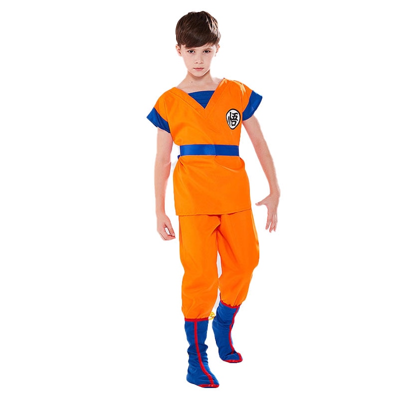 Child Son Goku Cosplay Costume Boys Funny Suits  Anime Set Short Sleeves Halloween Outfit