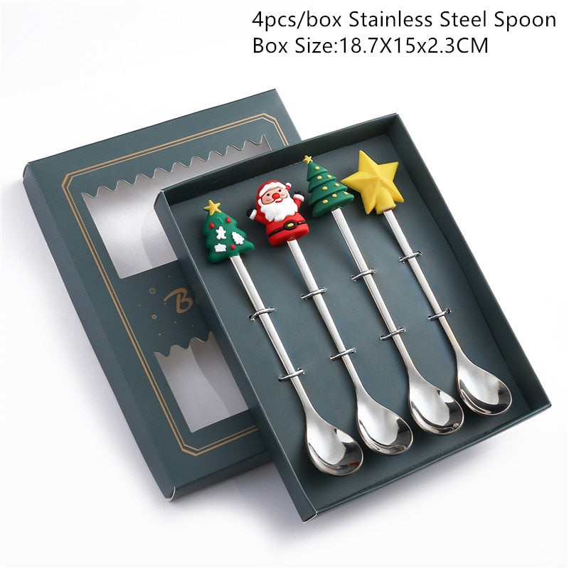 New Year  Christmas Ornaments Spoon Tableware Christmas Gift Decorations for Home