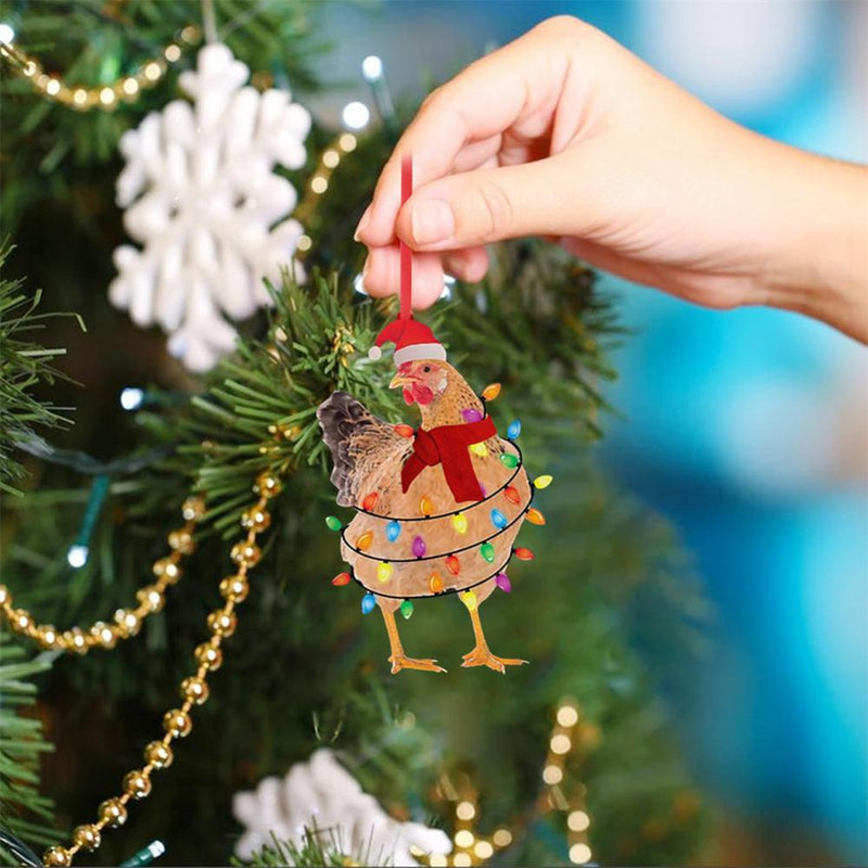 Christmas Scarf Chicken Pendant Holiday Christmas Decoration Drop Ornament Santa Claus Xmas Tree Decorations New Year Gift