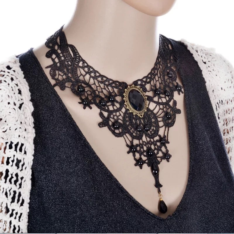 Retro Lace Necklace Fashion Collar Necklace Necklace Bib Collection Jewelery Chain Necklace Handmade Gothic