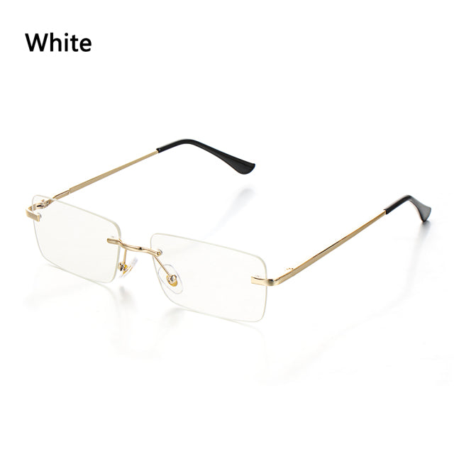 Fashion Rectangle Rimless Sunglasses Square Vintage Glasses Luxury Design Unisex Retro Frame Gradient Glasses