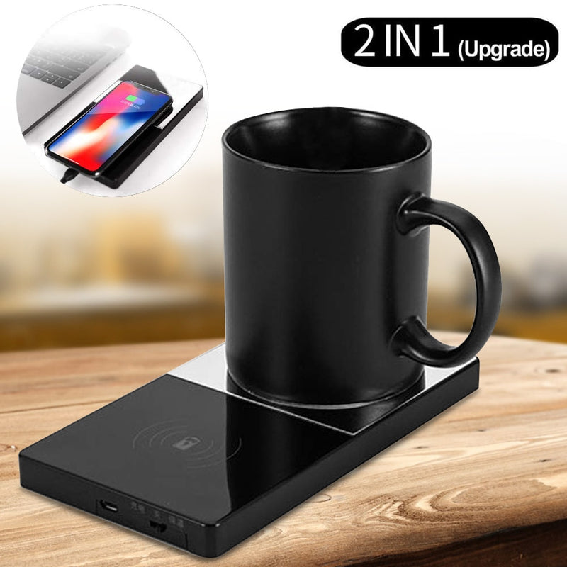 Heating Mug - New 2 In 1 Cup Warmer Electric Wireless Charger