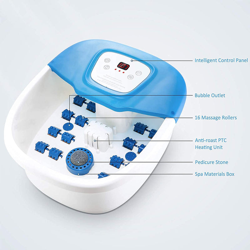 6 In 1 Foot Spa Bath Massager Basin With Heat Bubble Timer