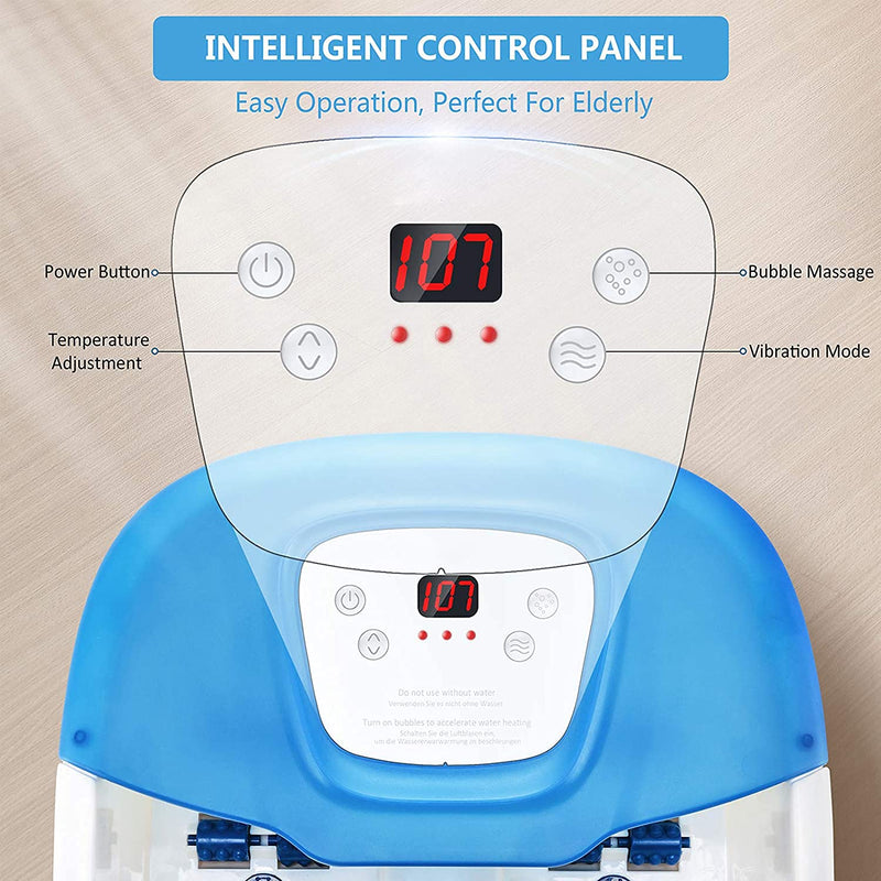 6 In 1 Foot Spa Bath Massager Basin With Heat Bubble Timer